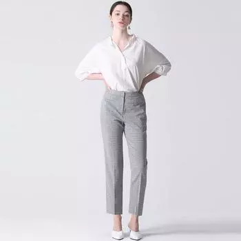 She S Miss Elegant Slim Fit льняные узкие брюки в клетку black (BK)/55