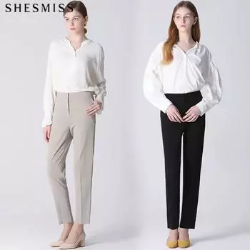 She S Miss Elegant Solid Slim SlackS GREY BEIGE (GB)/55