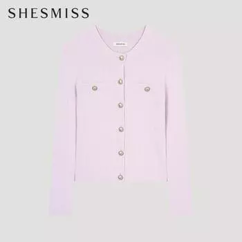 She S miSS Eyelet Round Neck Cardigan SSkcdo11010 Lv light violet/55