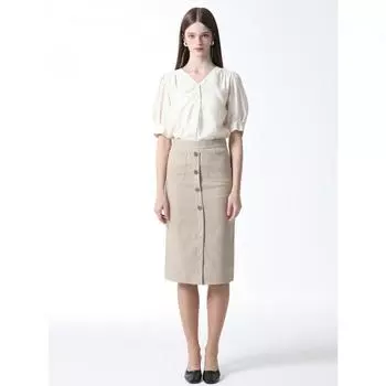 She S miss Fake льняная юбка на пуговицах Цена 198 000 вон beige (BE)/44