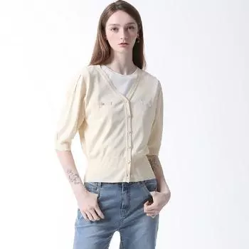 She S miSS Кардиган с V-образным вырезом и поддельными карманами Цена 128 000 вон Cream (CR)/55