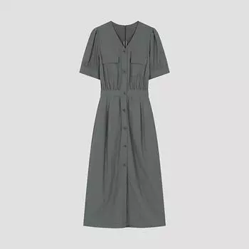 She S Miss платье с карманами-клапанами и V-образным вырезом Swwopo21060 Gn painted/55