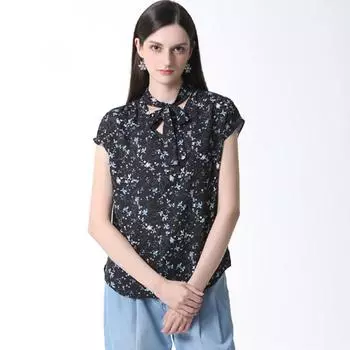 She S Miss Цветочный узор Ленточный галстук Блузка Цена заказа Krw 108 000 Orange (OR)/55