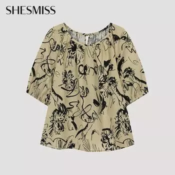 She S miSS Flower Round Neck blouSe Swwblo21060 Be beige/55