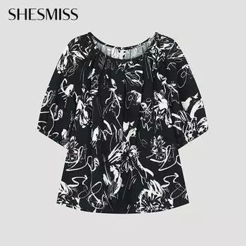 She S miSS Flower Round Neck blouSe Swwblo21060 Na navy/55