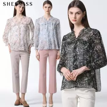 She S miSS Flower Ruffle blouSe black (BK)/55