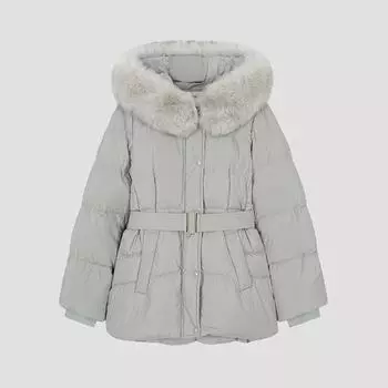 She S miSS Fox Fur Hooded Duck Down Jumper SSdjpo42040 Lg light gray/55