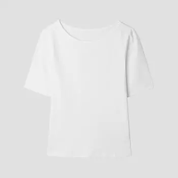 [She S Miss] Футболка из хлопковой смеси, стандартного кроя, с коротким рукавом, SwjTSp22510 Wh white/55