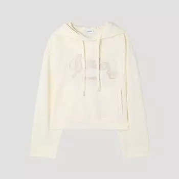 [She S Miss] Футболка с капюшоном и вышитыми надписями SwjTSp12050 Cr creamy/66