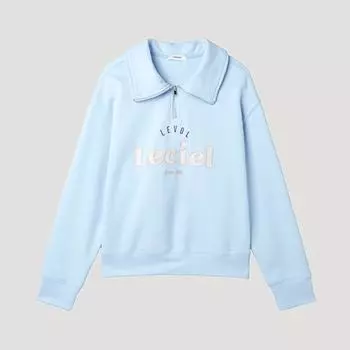 [She S Miss] Футболка с надписью и застежкой-молнией на половину длины SwjTSp12030 Ll light blue/55