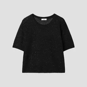 [She S miSS] Glitter Half Sleeve Knit SSkpop22160 Bk blacks/66