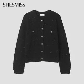 She S miSS Glitter Mixed Knit Cardigan SSkcdp12050 Bk blacks/55