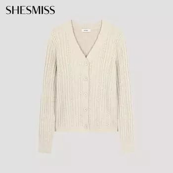 She S miSS блестящий вязаный кардиган с V-образным вырезом SSkcdo41070 Я MELANGE BEIGE/55
