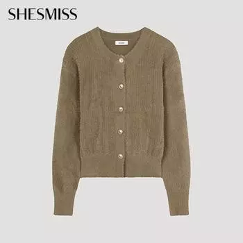 She S miSS Hairy Round Neck Cardigan SSkcdo42560 Ca Camel/55