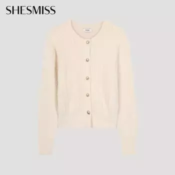 She S miSS Hairy Round Neck Cardigan SSkcdo42560 Iv Ivory/55