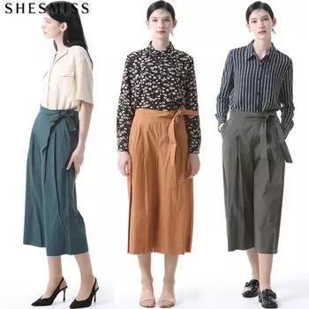 She S Miss Половина пояса с поясом Хлопковые широкие брюки Carmel (CA)/55