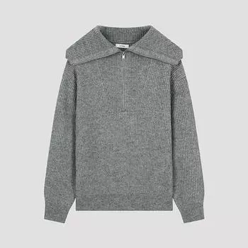 She S miss Половина воротника-молнии Трикотажная горловина SSkpoo42850 Mg MELANGE GRAY/55