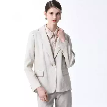 She S miSS Высококачественная льняная куртка с узором «елочка» Oatmeal (OT)/55