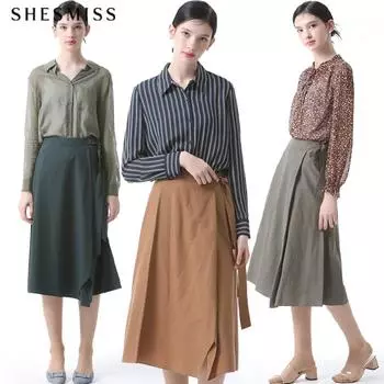 She S miss Хлопковая смесь Юбка-обертка в виде юбки Carmel (CA)/55