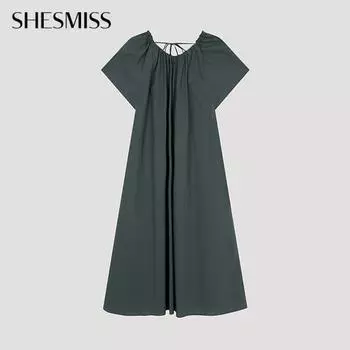 She S Miss Хлопковое платье с присборенными бретельками Swwopo21130 De DARK GREEN/55