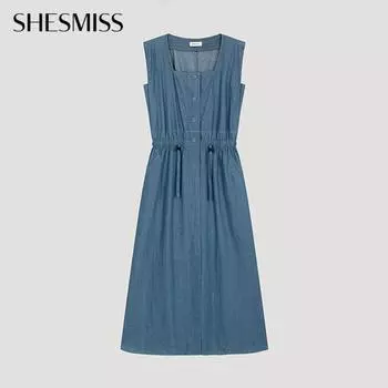 She S Miss Хлопковое платье-стринг без рукавов Swwopo21120 Bl Blue/55
