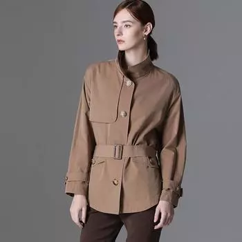 She S miSS Хлопковый джемпер с высоким воротом и коротким поясом Цена 298 000 вон Khaki (KH)/55