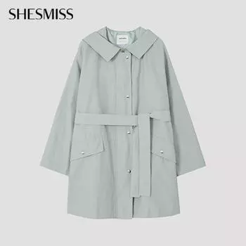 She S miSS Hooded Belted Half Jumper Swwjpp11010 Gm gray mint/55