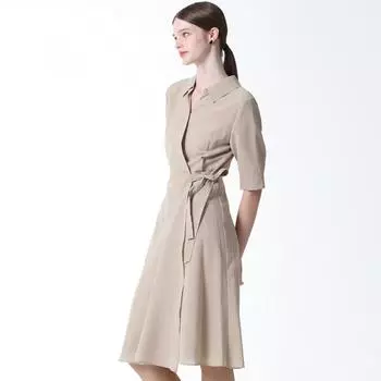 She S Miss Intelligent Open Shirt Wool Wrap Dress beige (BE)/55