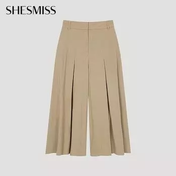 Она S Miss Перевернутые плиссированные брюки-кюлоты SwwSlo21020 Be beige/44