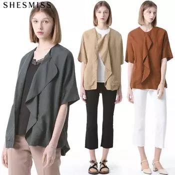 She S miss Julia Полусвободный крой Льняная куртка с коротким рукавом brown (BR)/55