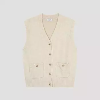She S miss Карманный V-образный вырез Трикотажный жилет SSkVto42510 creamy/55