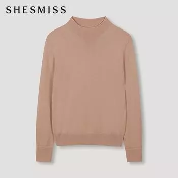 She S miss кашемировый трикотажный топ с воротником-стойкой SSkpon42060 Pb pink beige/55