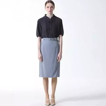 She S miSS Кожаная юбка миди с поясом Цена 158 000 вон DARK BLUE (DL)/55