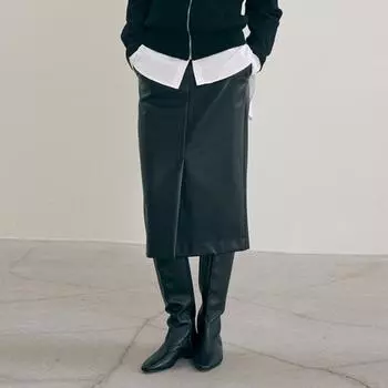 She S miSS Кожаная юбка с разрезом по низу SwwSkn31020 light beige/55