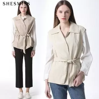 She S Miss Кожаный жилет с завязками на поясе Цена 248 000 вон Cream (CR)/55