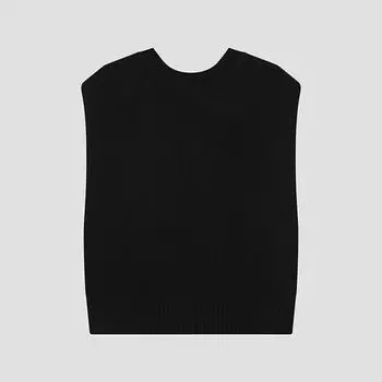 She S miss Круглый вырез горловины Трикотажный жилет на пуговицах SSkvto42050 Bk blacks/55