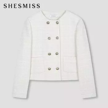 She S miss круглый вырез твидовый двойной жакет Swwjkn31070 Cr creamy/55