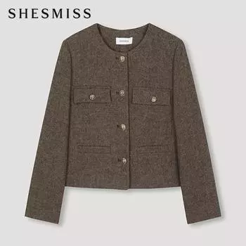 She S miSS Куртка с карманом в елочку Swwjkn31010 Br Braun/55