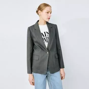 She S miss льняная классическая куртка на одной пуговице Swwjko22520 Blue/55