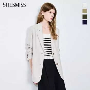 She S miSS Льняная одинарная куртка с узором «елочка» Swwjko21030 beige/55