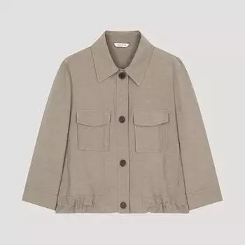She S miSS Льняная рубашка-куртка с клапаном Swwjko21100 Db dark beige/55