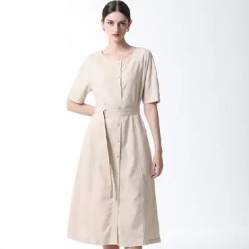 She S Miss льняное платье на пуговицах с поясом. Цена 278 000 вон. beige (BE)/55