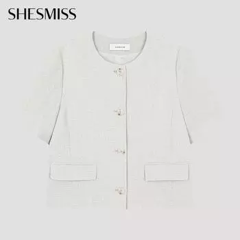 She S miSS Льняной твидовый пиджак с круглым вырезом Swwjko22040 Iv Ivory/55