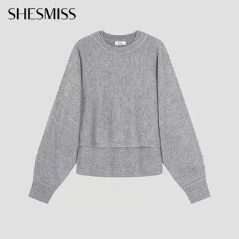 She S miSS Layered Knit Pullover SSkpoo41080 Mg MELANGE GRAY/55