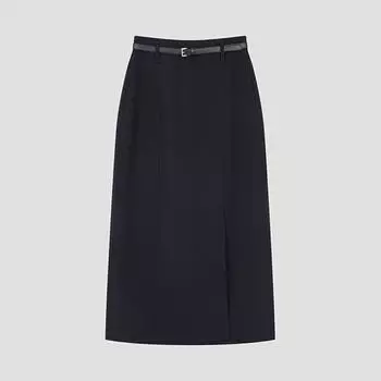 She S miSS Leather Belted Slit Skirt SwwSko31710 Dn DARK NAVY/66