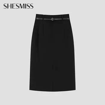 She S miSS Leather Belted Slit Skirt SwwSko22030 Bk blacks/44