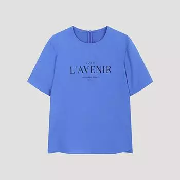 She S miSS Lettering Round Neck BlouSe SwwBlo22020 Bl Blue/55