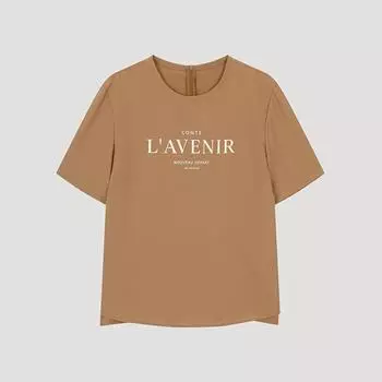 She S miSS Lettering Round Neck blouSe Swwblo22020 Ca Camel/55