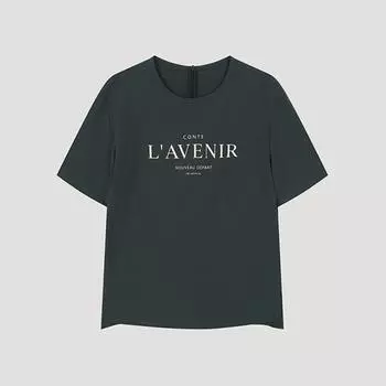 She S miSS Lettering Round Neck blouSe Swwblo22020 Dg dark gray/55