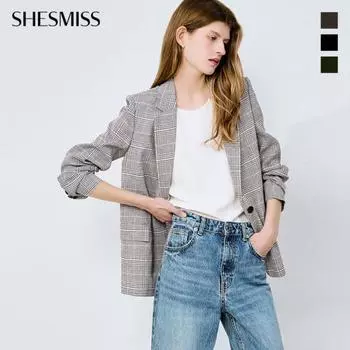She S miSS Linen Check Single Jacket Swwjko21130 blacks/55